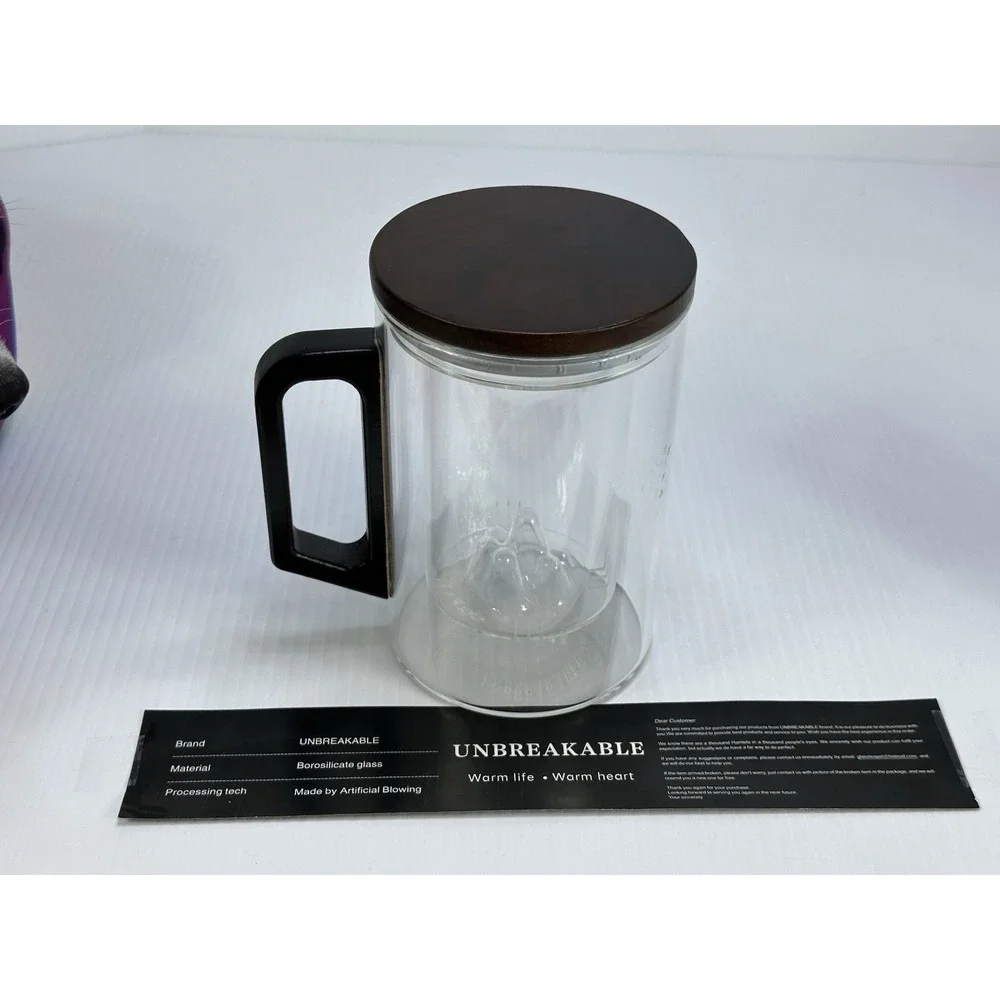 New UNBREAKABLE BRAND BOROSILICATE GLASS Tea Infuser‎ Mug Removable Strainer